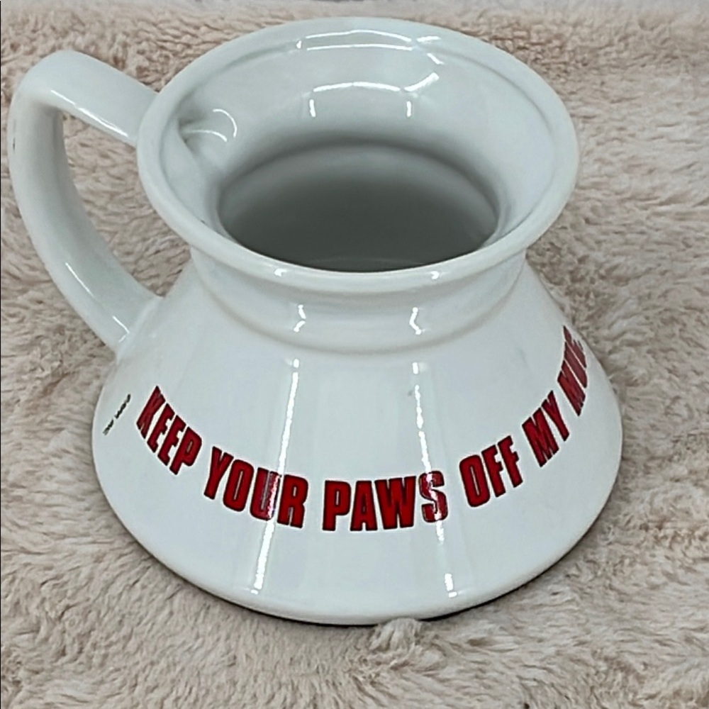 KEEP YOUR HANDS OFF MY MUG White Ceramic Mug with Red Text
